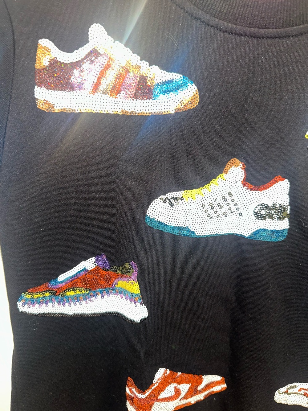 QOS Black Sequin Sneaker Patch T-Shirt Dress - Picture 4 of 4